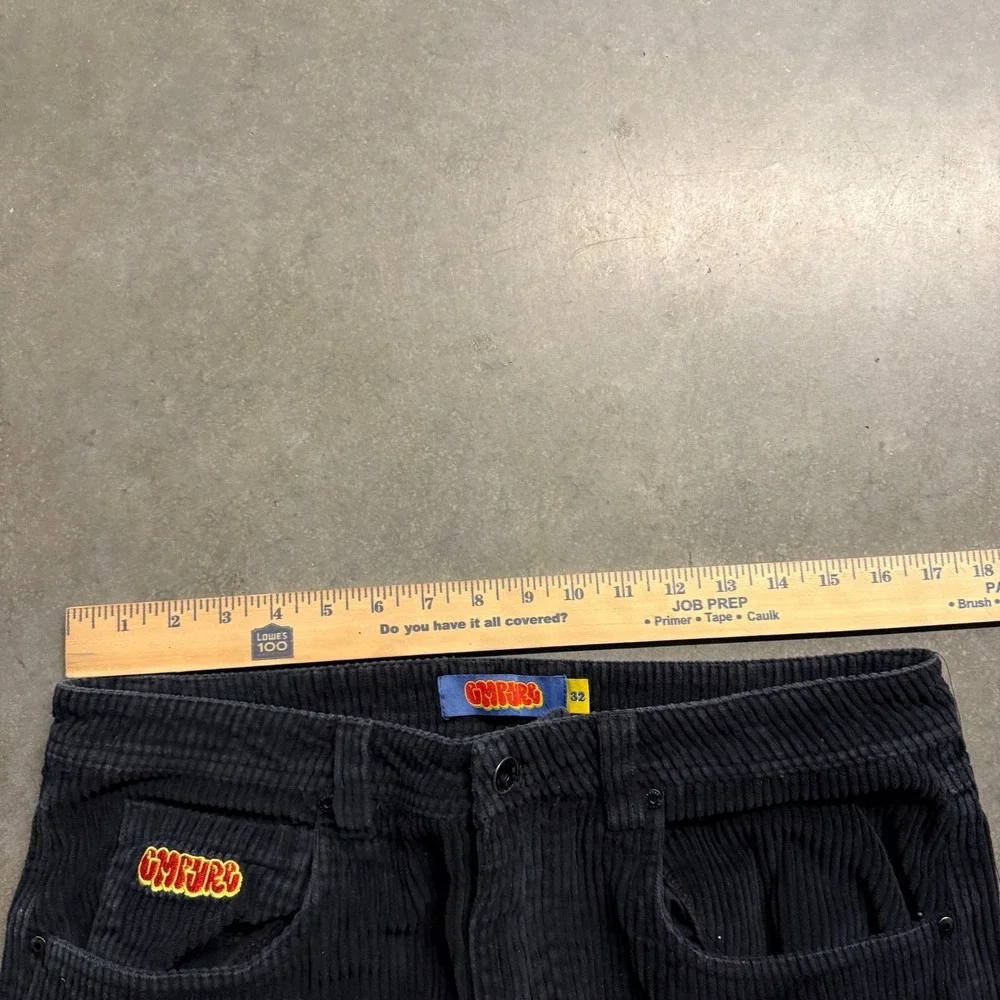 Empyre Loose Fit Corduroy Pants Navy Blue Embroidered Logo Skate Trousers 32